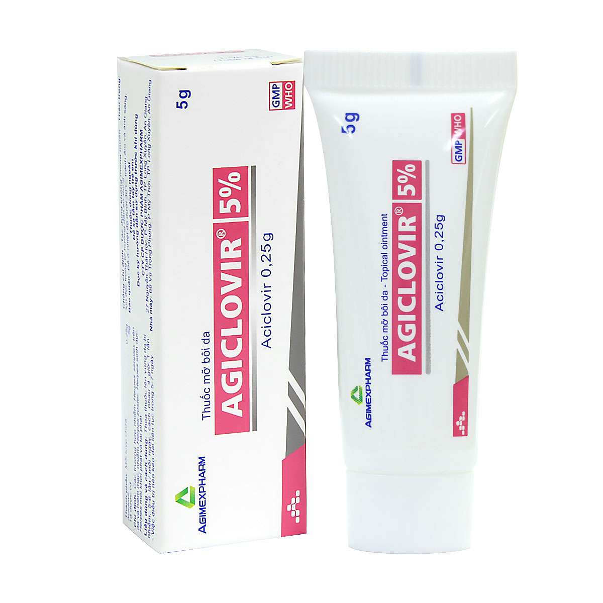 Agiclovir 5% Agimexpharm skin ointment for the treatment of Herpes simplex, Herpes zoster, and genital herpes infections (5g)